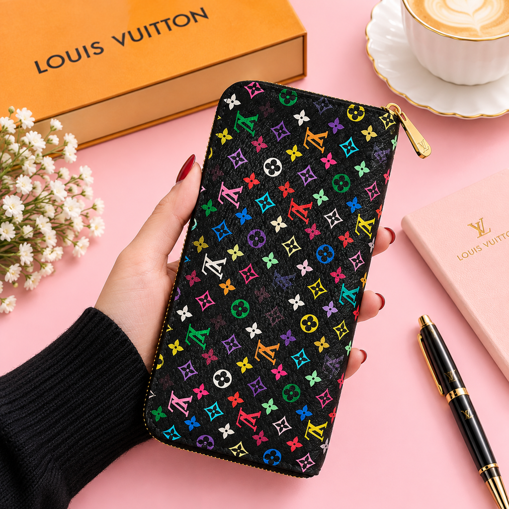 Louis Vuitton Zippy Wallet Monogram Multicolor Noir  Long Zip Wallet