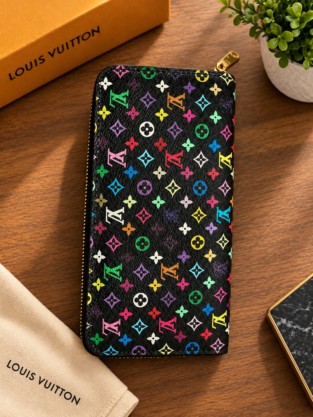 Louis Vuitton Zippy Wallet Monogram Multicolor Noir  Long Zip Wallet