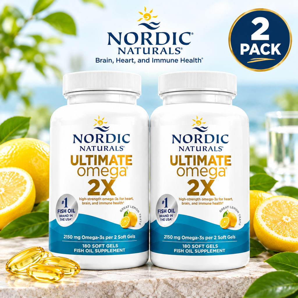 Nordic Naturals Ultimate Omega 2X 2150mg Fish Oil Lemon – 180 Soft Gels, Pack of 2 | Omega-3 EPA DHA
