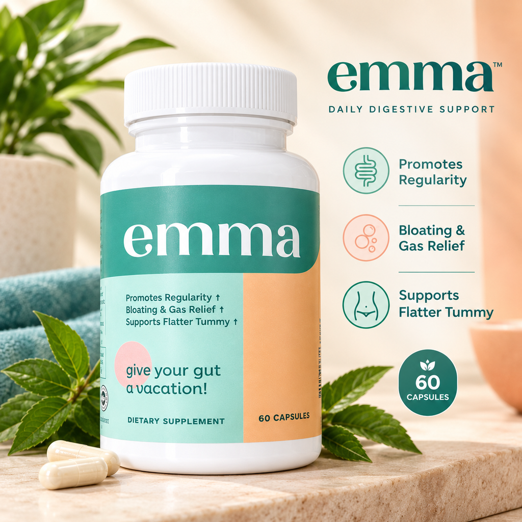 EMMA Gut Health Supplement Pack of 2 | Gas Bloating & Digestive Support | 60 Capsules