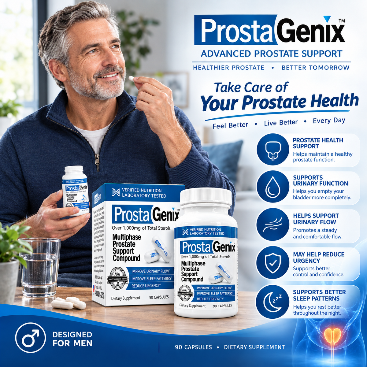 ProstaGenix Prostate Supplement Pack of 2 | Beta-Sitosterol & Quercetin | Neyvos