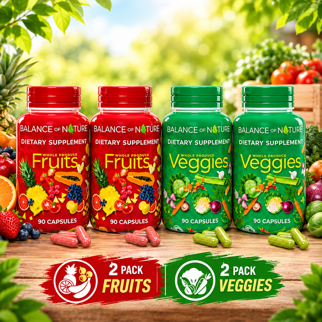 Balance of Nature Fruits & Veggies Pack of 2 | 90 Fruit + 90 Veggie Capsules