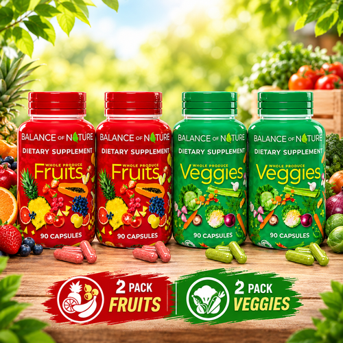 Balance of Nature Fruits & Veggies Pack of 2 | 90 Fruit + 90 Veggie Capsules