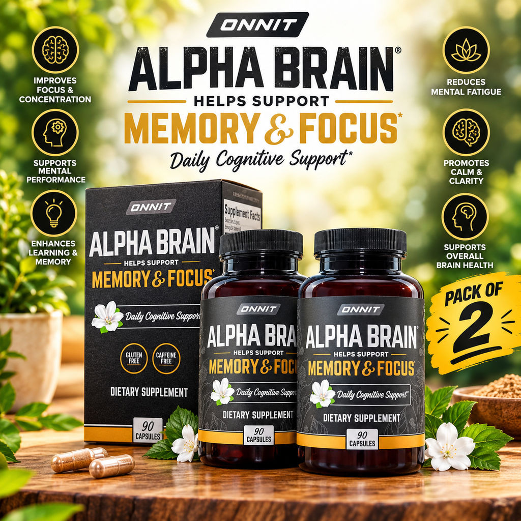 Onnit Alpha BRAIN 90 Capsules x2 | Cognitive Support Focus Nootropic | Neyvos