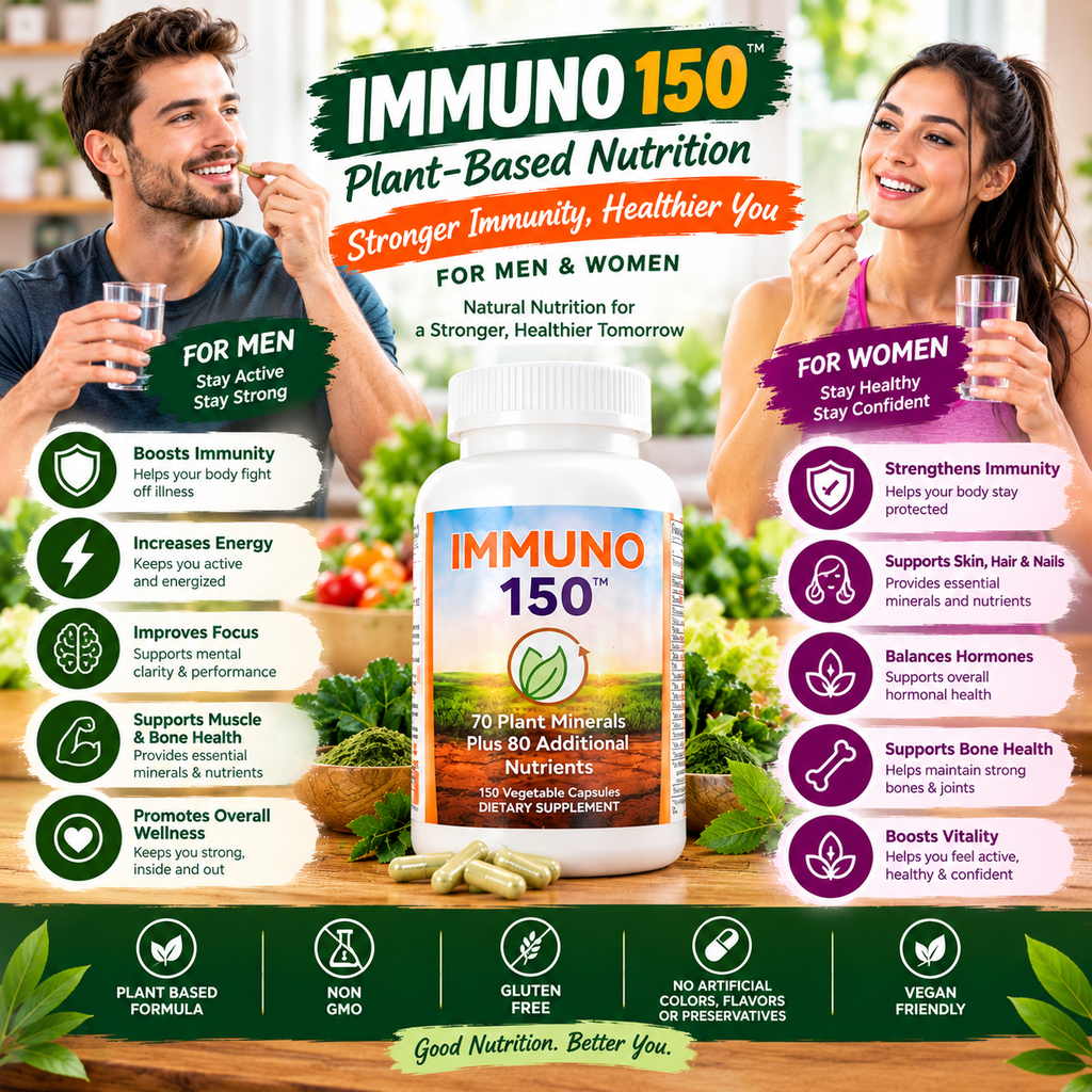 Immuno 150 Immune Support Pack of 2 | 70 Plant Minerals & 80 Nutrients | Neyvos